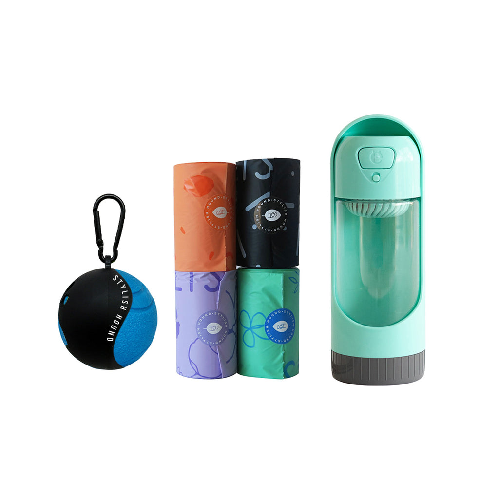 Drink Bottle + Poop Bag + Ball Holder + Tough Ball