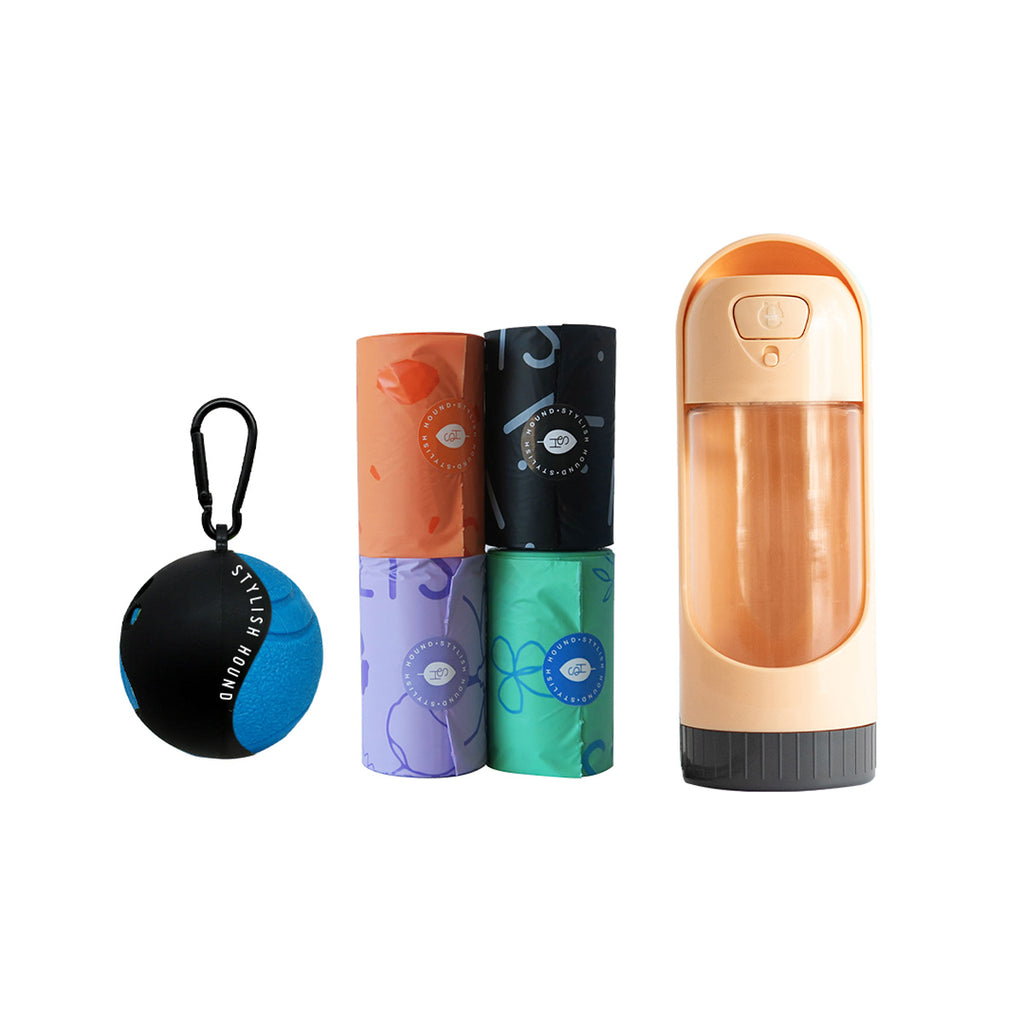 Drink Bottle + Poop Bag + Ball Holder + Tough Ball