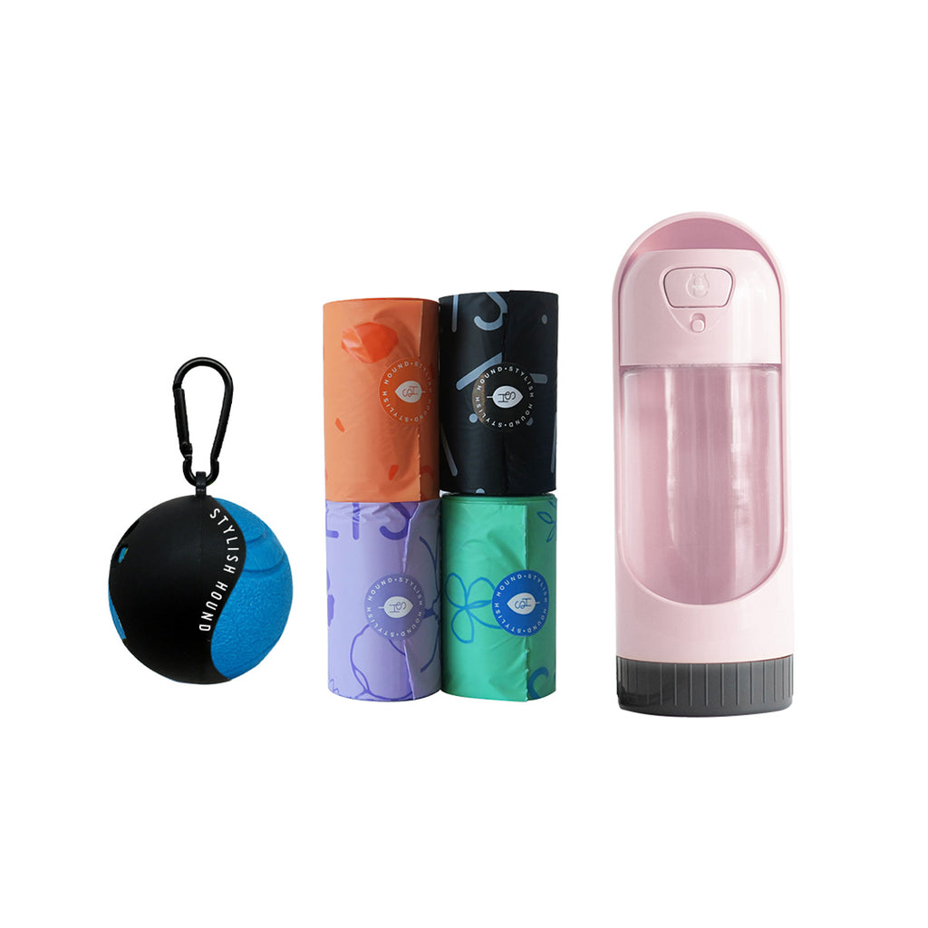 Drink Bottle + Poop Bag + Ball Holder + Tough Ball