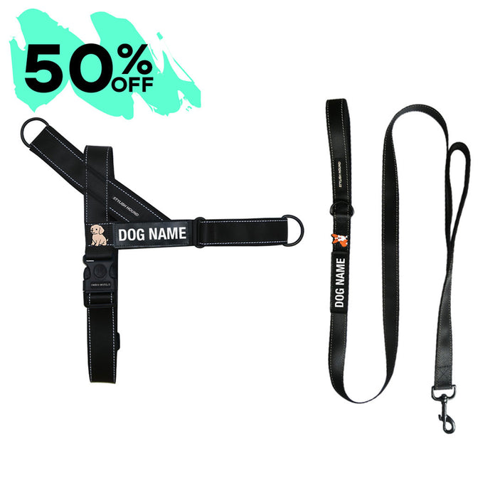 Jet Black Personalised No-Pull Harness
