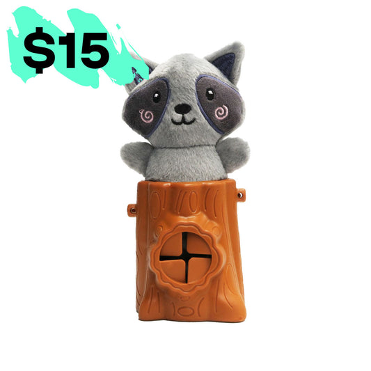 Raccoon 2in1 Soft + Rubber Toy Treat Dispenser