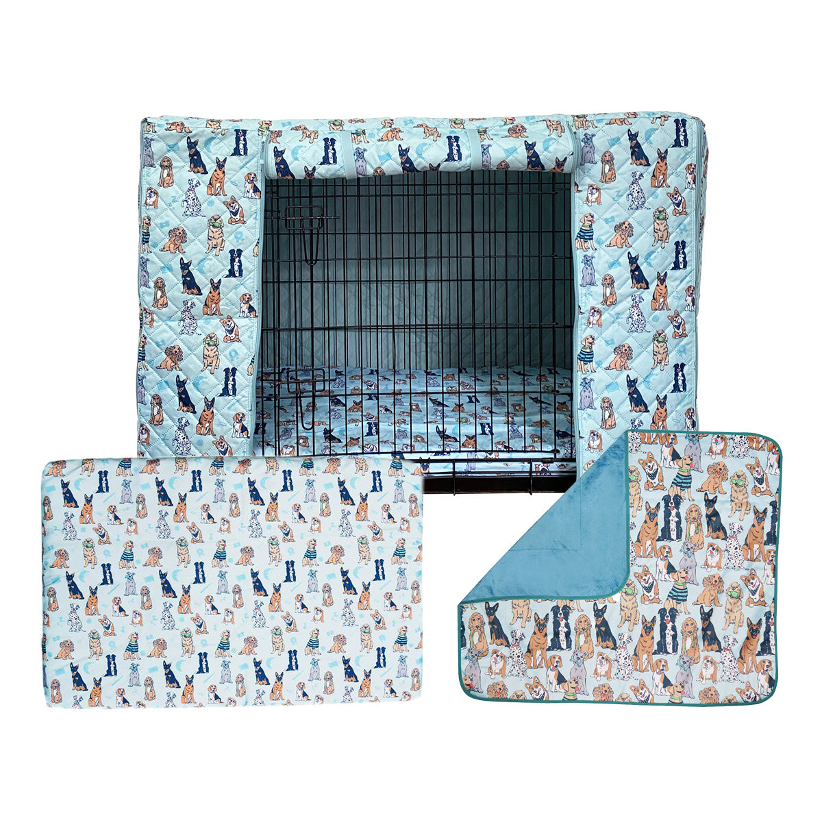 Quilted Crate Cover +  Mattress & Mattress Cover + Crate Blanket